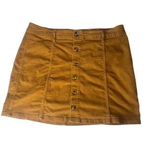 American Eagle Corduroy Skirt Womens 16 Long Mustard Yellow Button Front